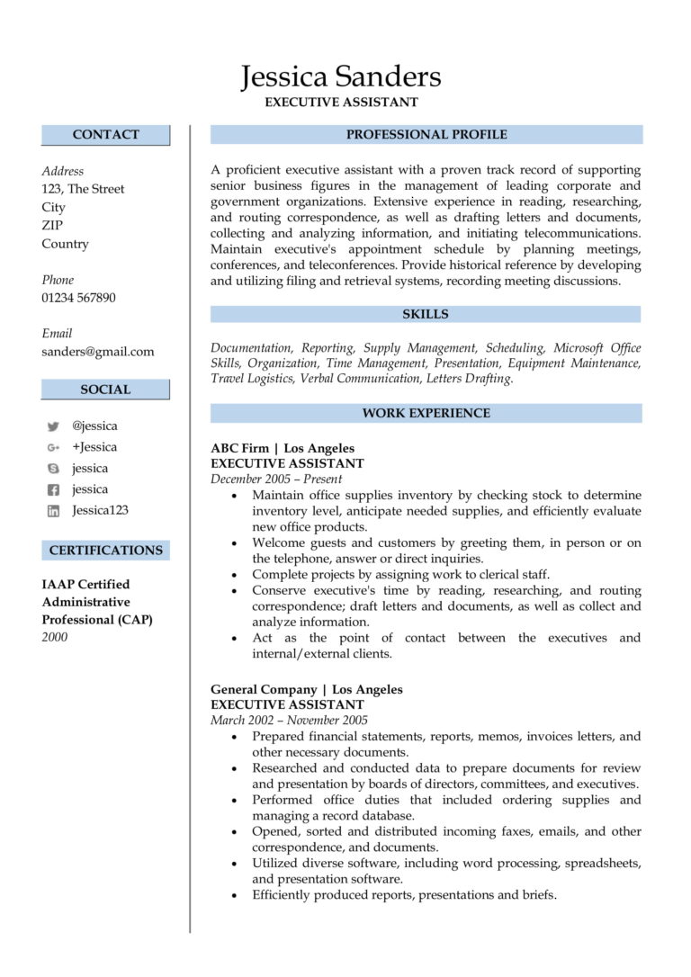 free most professional resume templates